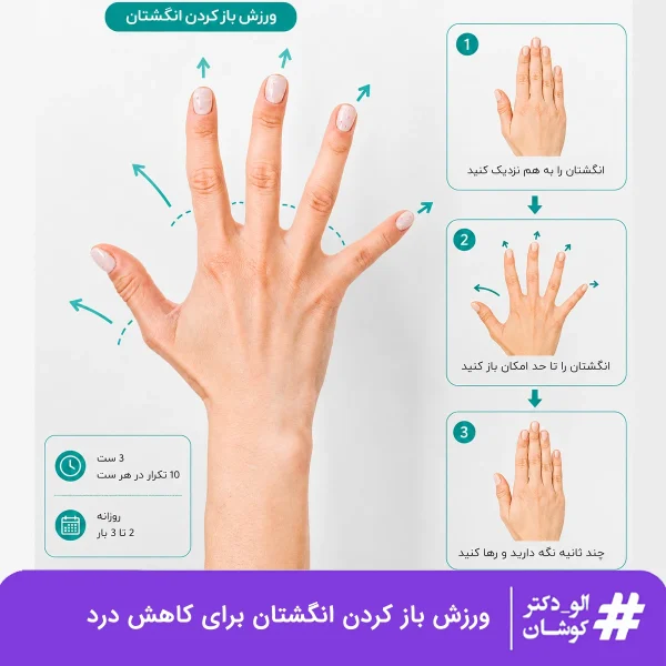 حرکت کششی باز کردن انگشتان دست